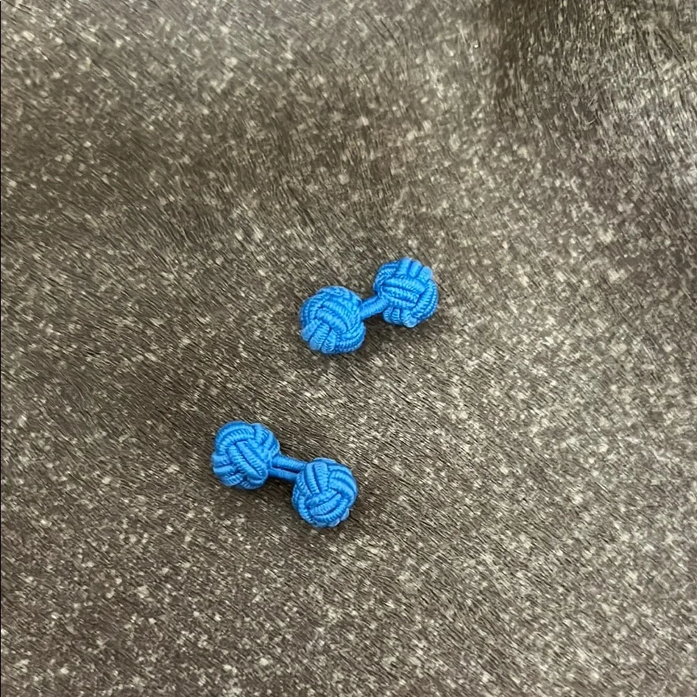 Blue Knot Braided Sphere French Silk Cufflinks